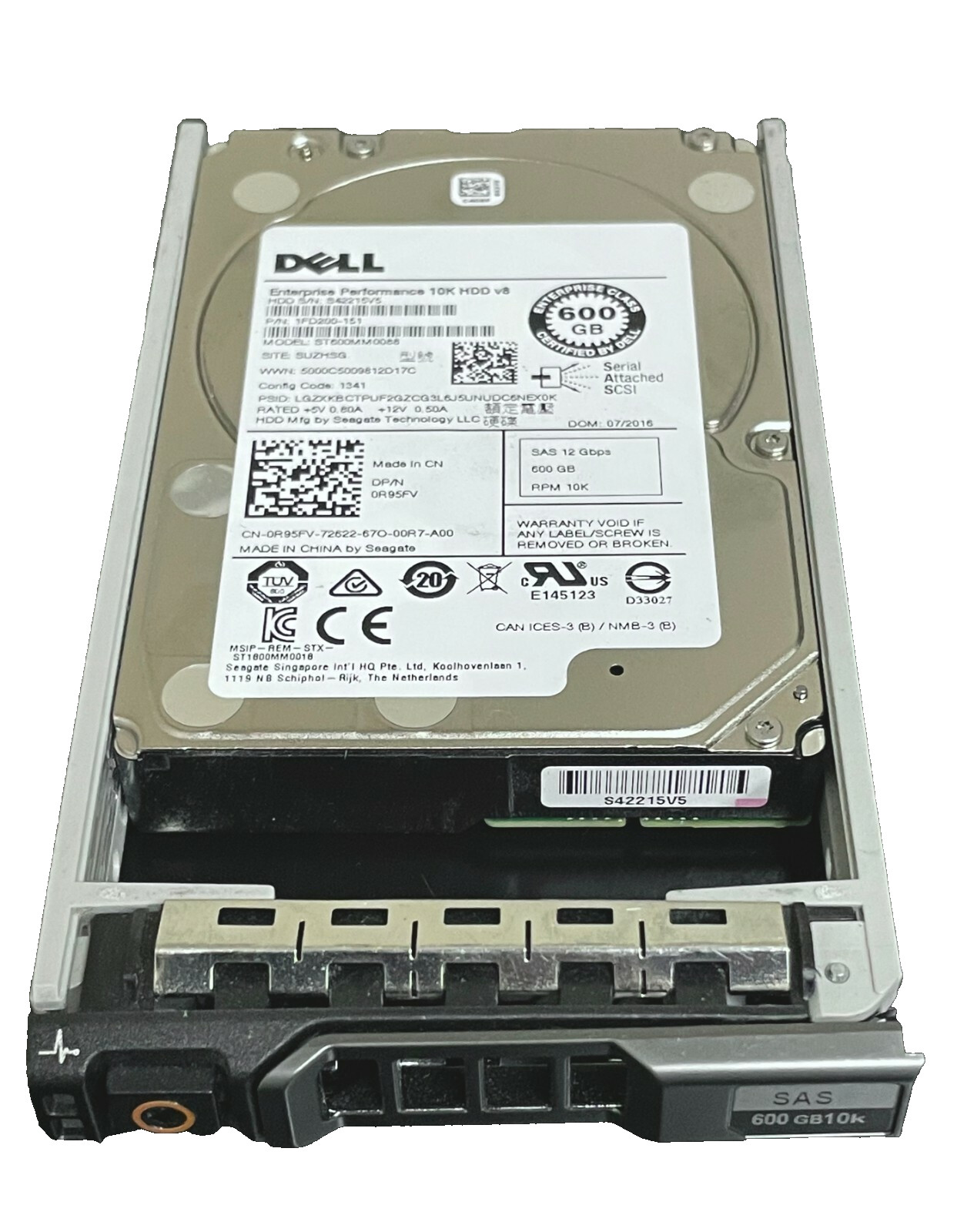 Dell 600GB 10K SAS 12Gb/s 2.5" SFF Enterprise HDD R95FV 0R95FV ST600MM0088