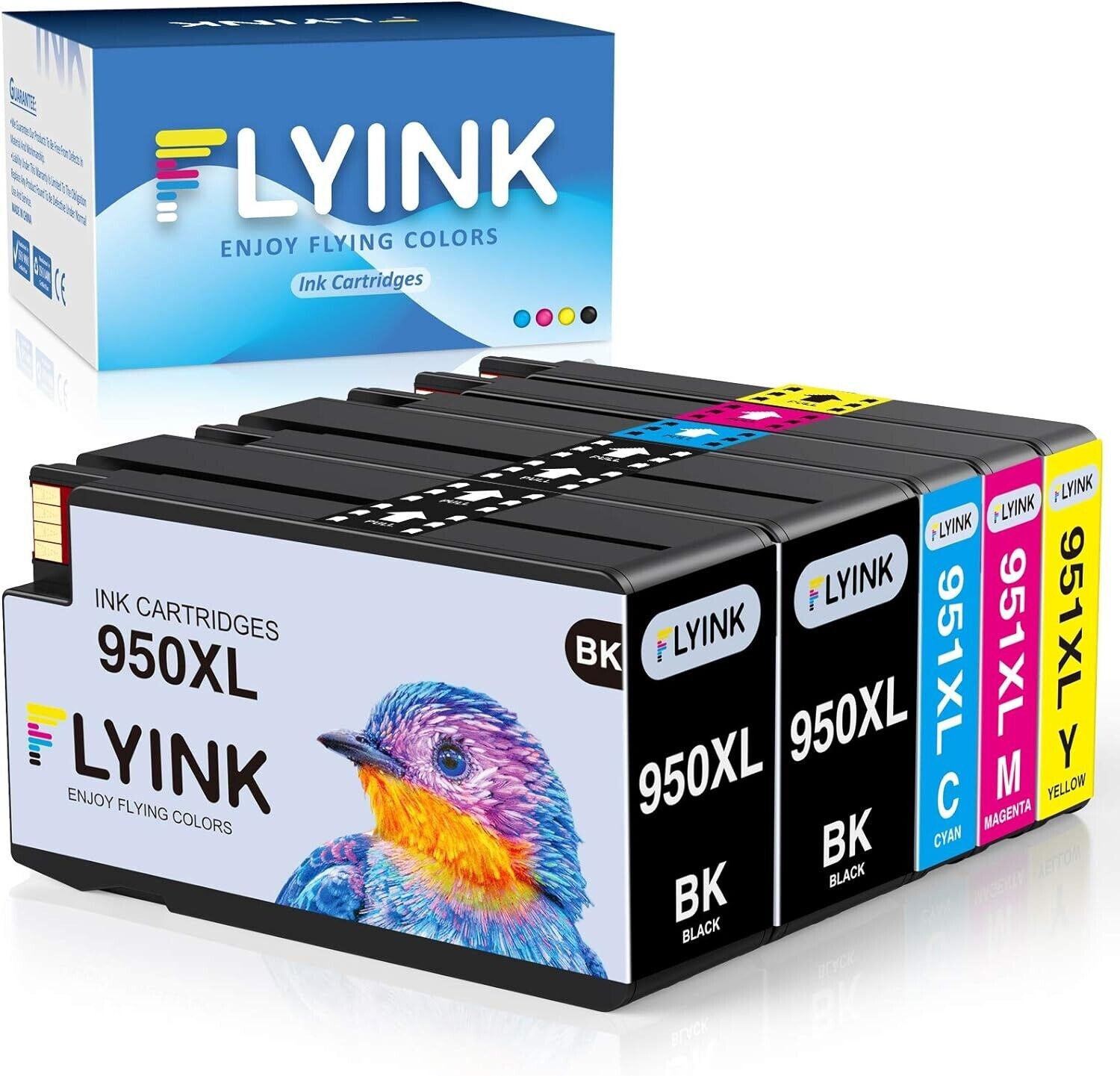 FlyInk 950XL 951XL Black/Yellow/Cyan/Magenta Replacement Ink Cartridge for HP