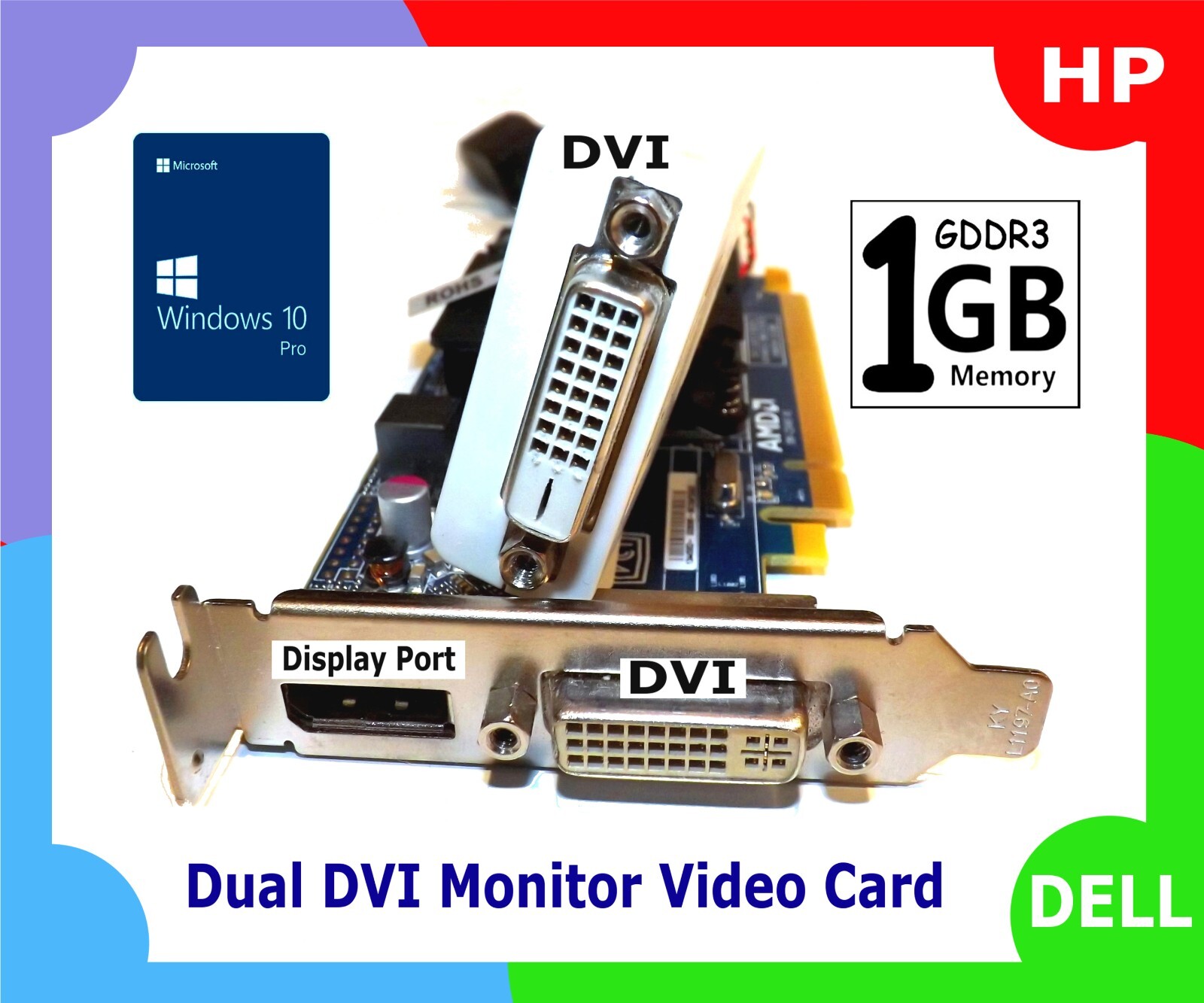 RETRO✔️Dual DVI✔️DisplayPort  Video Card✔️PCI-E 2.0 x16✔️DELL  HP✔️SFF✔️20Watts