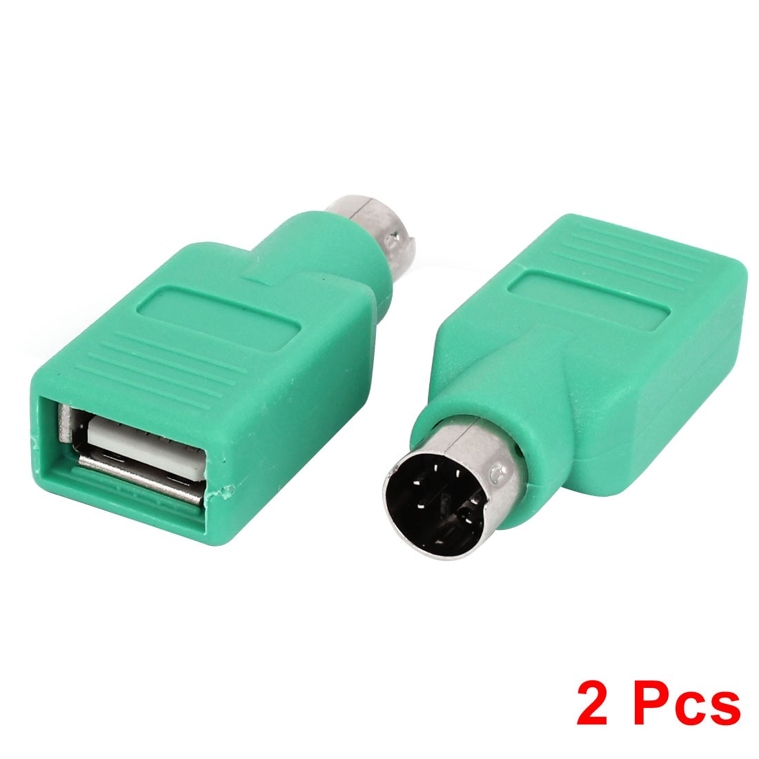 2PCS Green PS/2 Male to USB 2.0 Female Port Converter Adapter for Keyboard