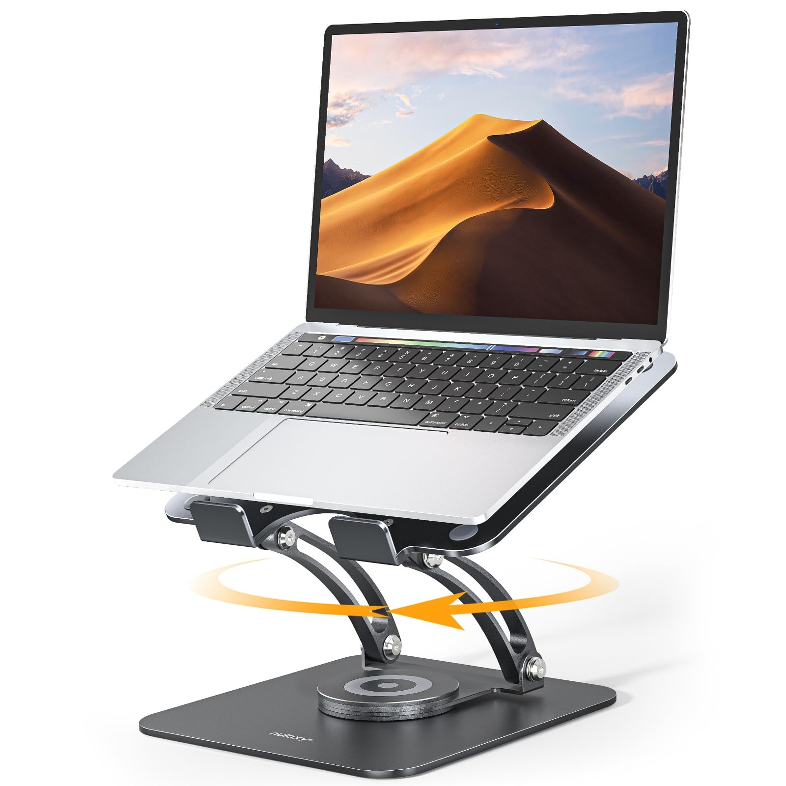 Nulaxy 360° Rotating Ergonomic Laptop Stand for Desk, Dual Foldable Black