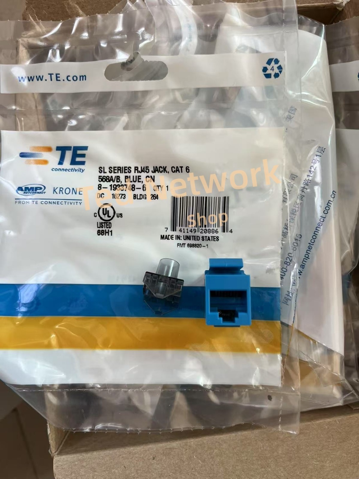 lot 50 COMMSCOPE AMP TE 8-1933748-6 USL600-Blue Cat6 Network Jack Keystone RJ45