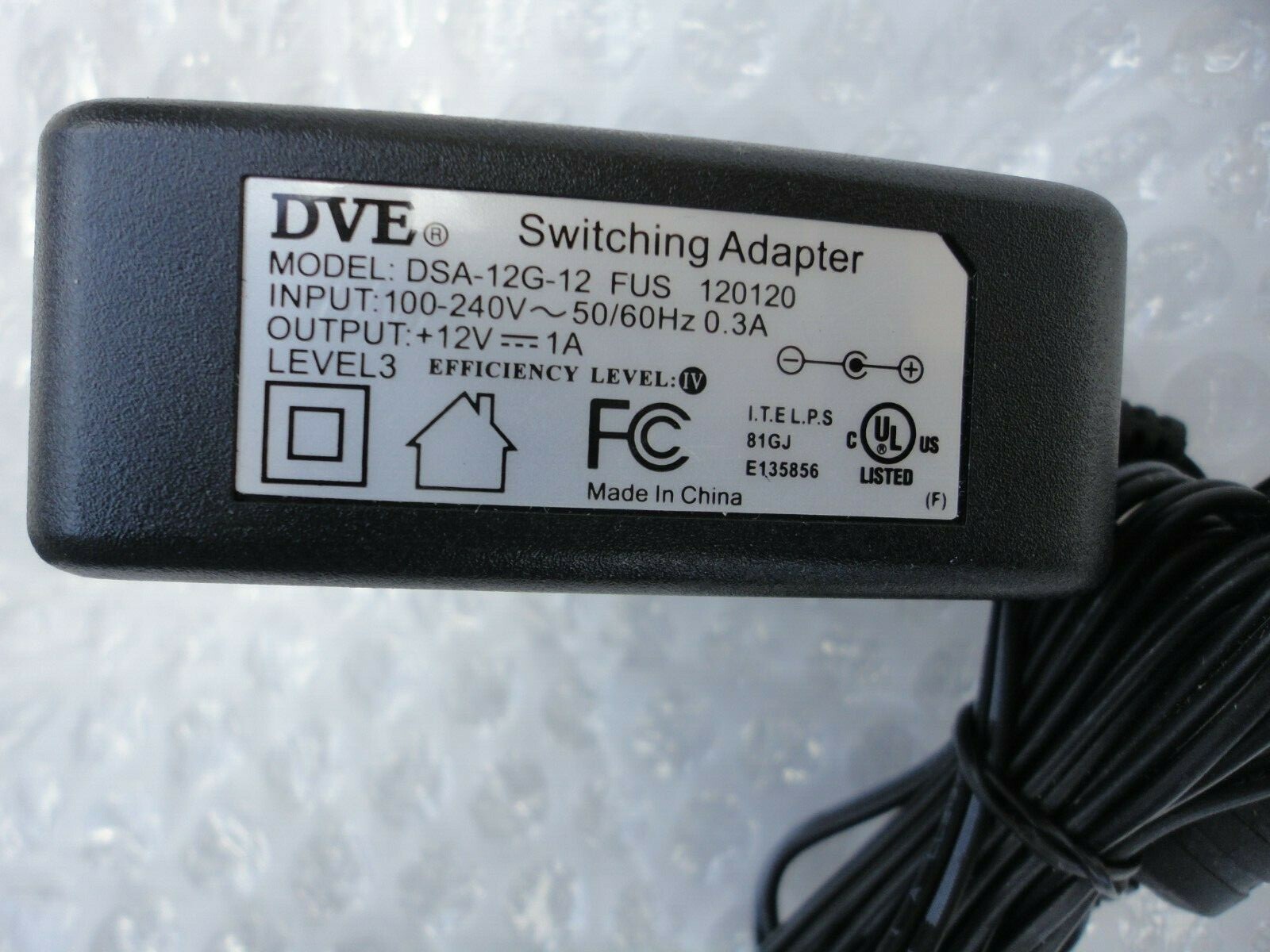 GENUINE DVE AC 12V Adapter Power Supply-  DSA- 12G-12 FUS 120120