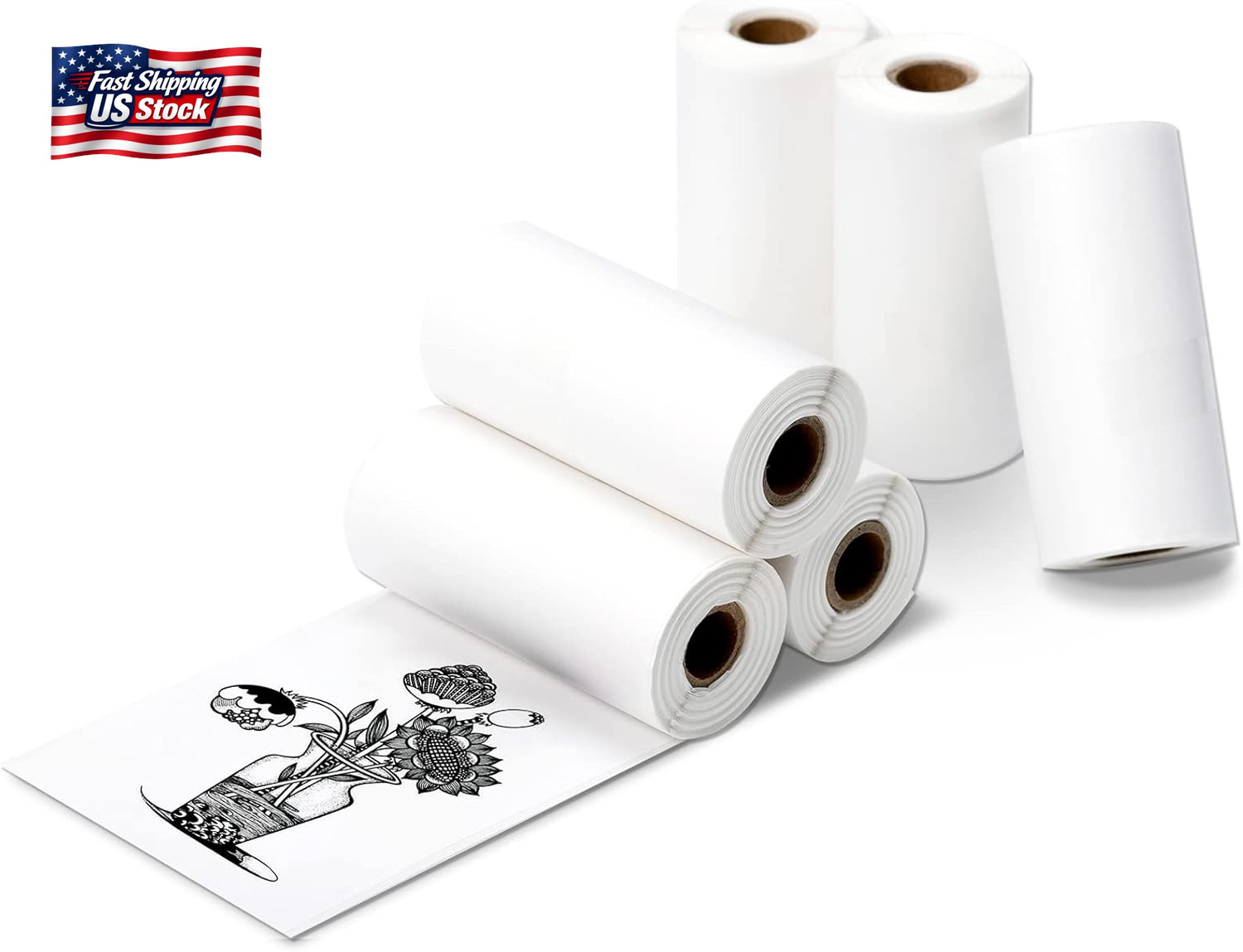6 Roll Mini Sticker Printer Photo Paper 57 X 30Mm Thermal Sticker Paper