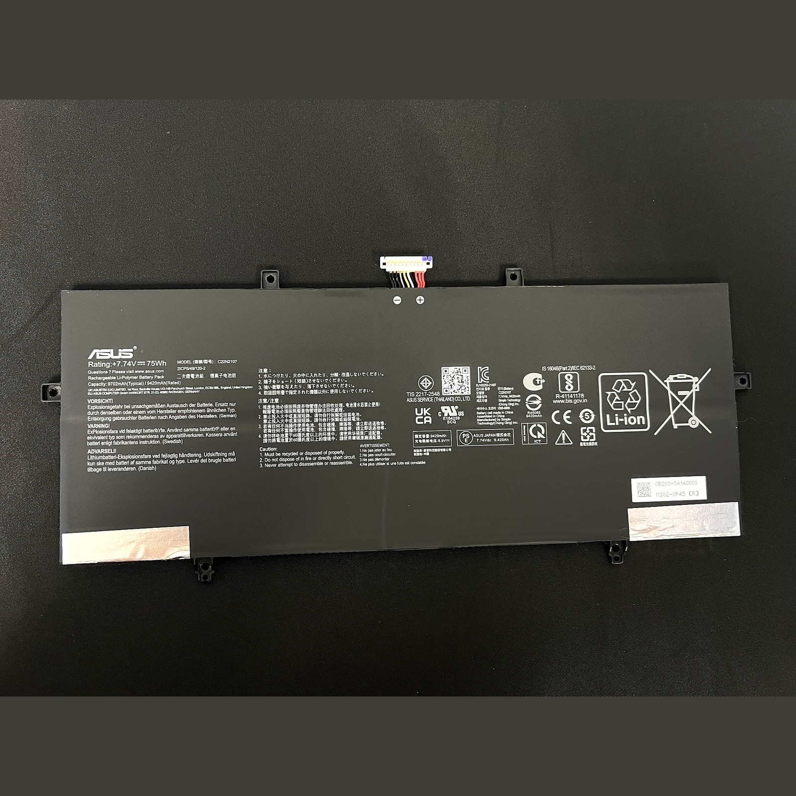 ASUS Zenbook 14 UM3402Y Battery C22N2107 7.74V 75Wh Genuine OEM Tested
