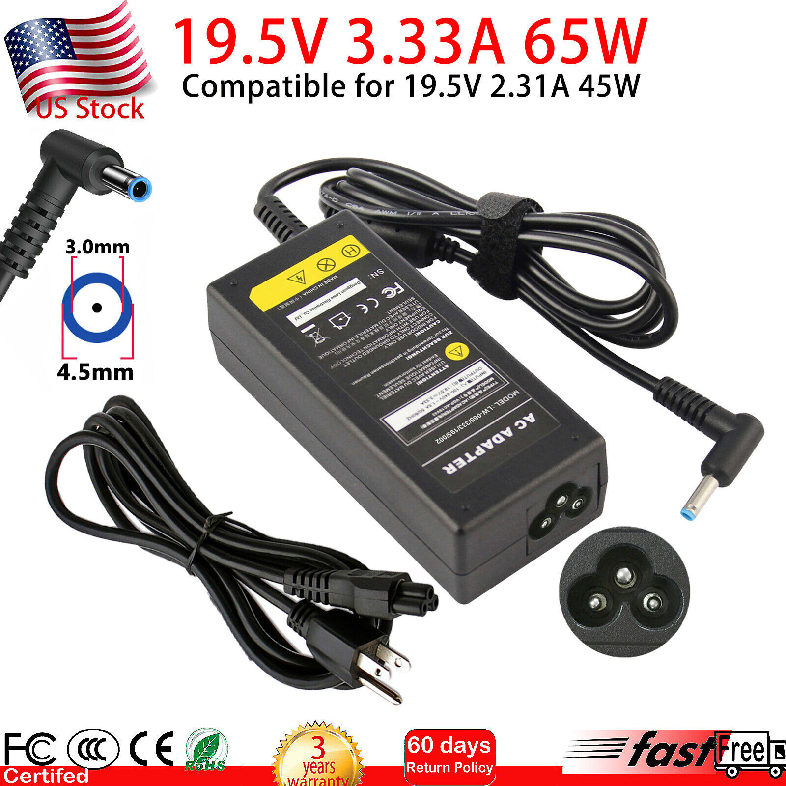 AC Adapter Charger For HP 15-dy0013ds 15-dy0014ds 15-dy0015ds 15-dy1024wm Cord