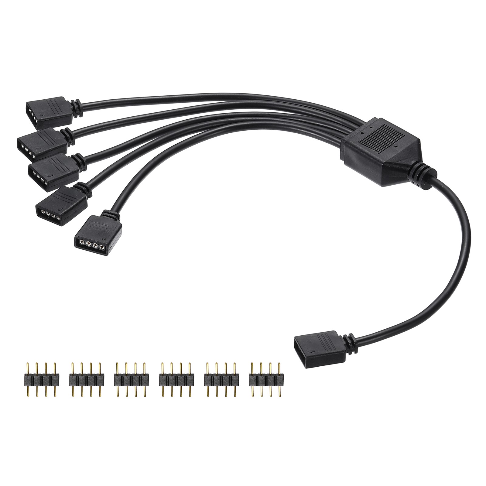 RGB Splitter Cable, 12V 12" 4 Pin 1 to 5 Female to Female, Black