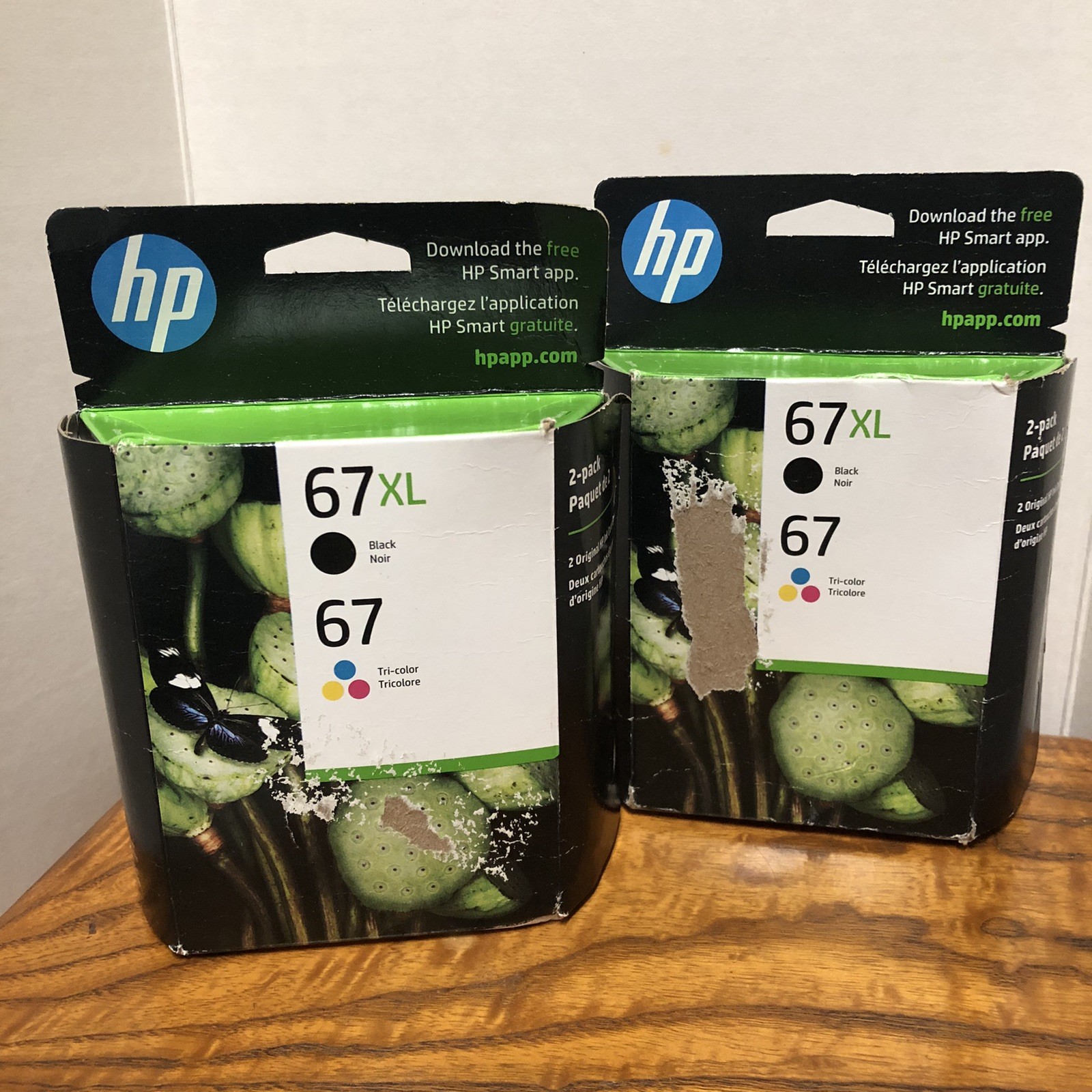 2 Boxes Original HP Ink Cartridges 2 Pack 67XL Black + 67 Tricolor NOS 02/2027