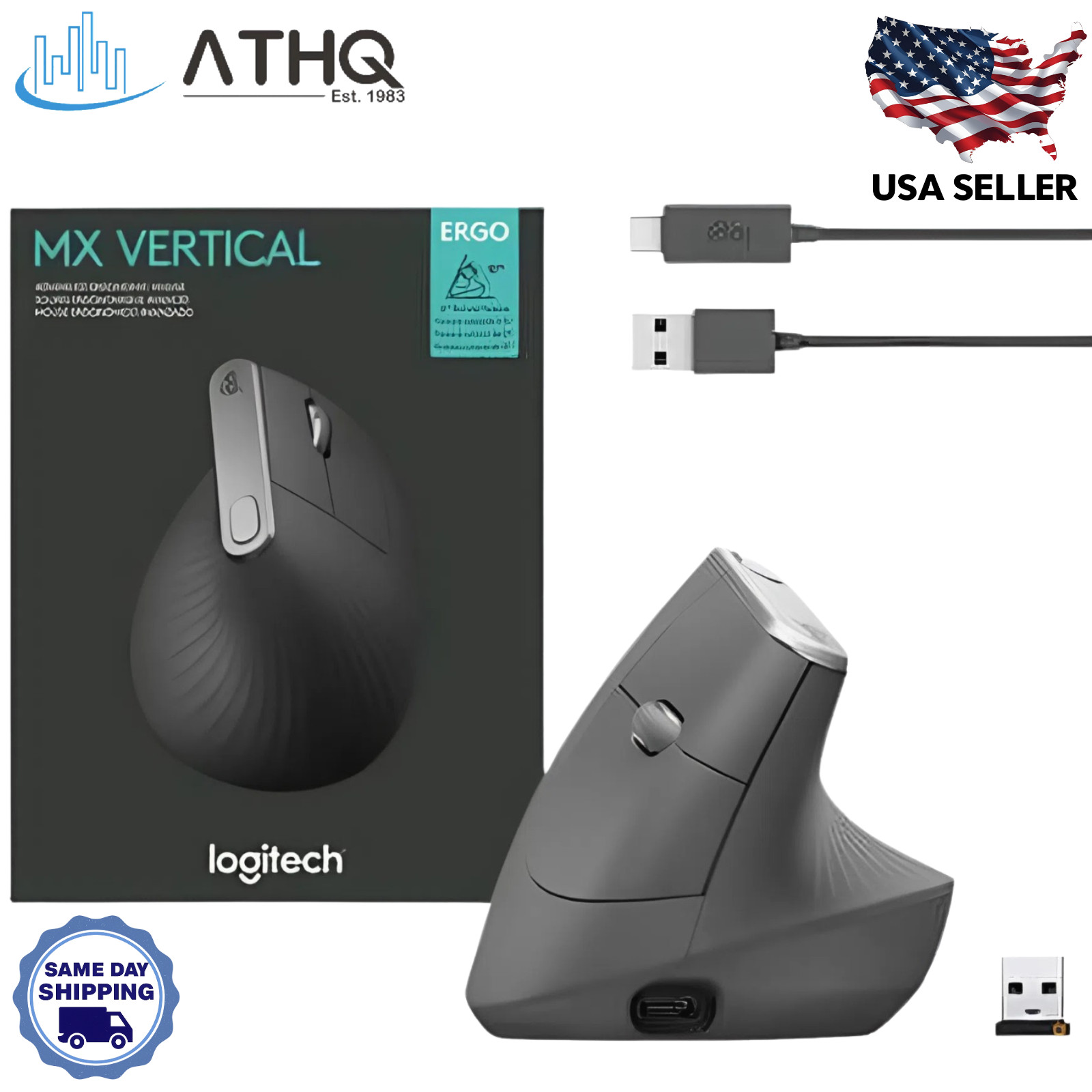 Logitech MX Vertical Advanced Ergonomic Wireless Optical Mouse 910-005447 - NEW