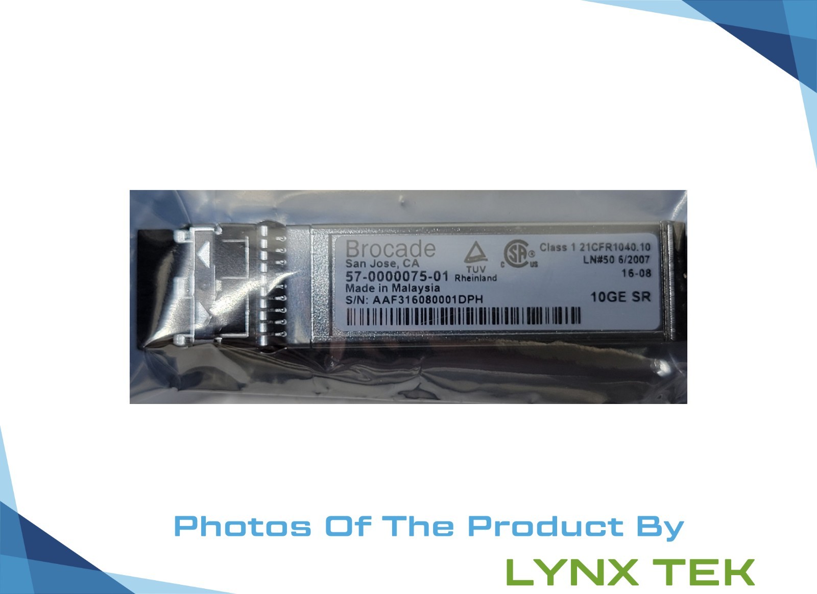 NEW Lenovo IBM Brocade 10Gb SFP + SR Optical Transceiver 49Y4216, 57-0000075-01