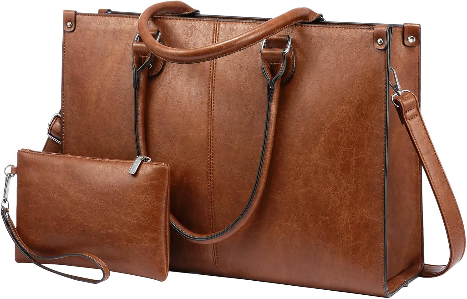 Laptop Tote Bag for Women  15.6 Inch Large Capacity Vintage Leather Waterproof W