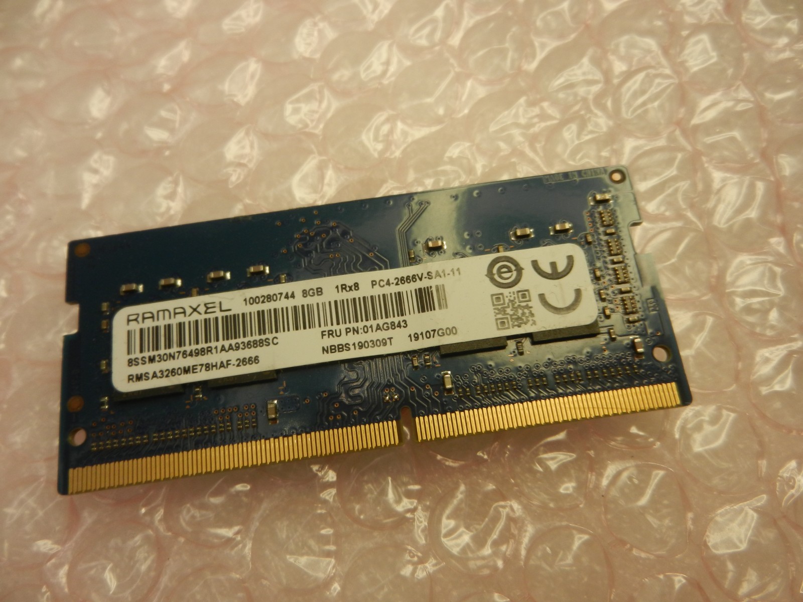 Lenovo T480s Ramaxel 8GB PC4-2666V Memory RAM RMSA3260ME78HAF-2666 FRU 01AG843