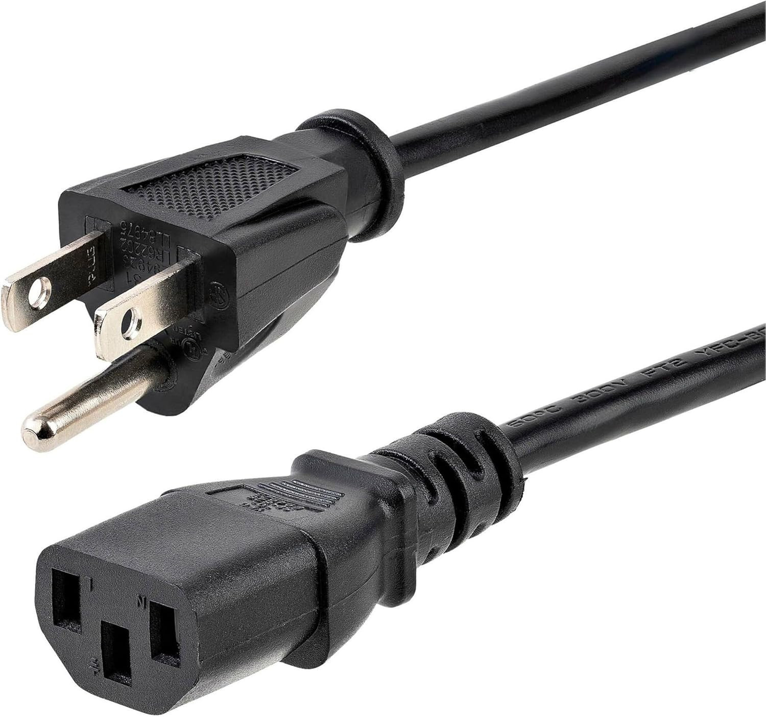6Ft (1.8M) Computer Power Cord, NEMA 5-15P to C13, 10A 125V, 18AWG