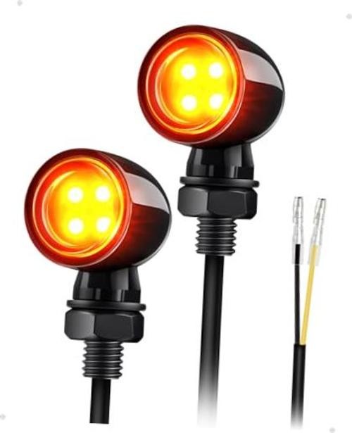 Bullet Mini LED Turn Signal Lights, 4LEDs Blinkers Turn Lights Fit for Amber