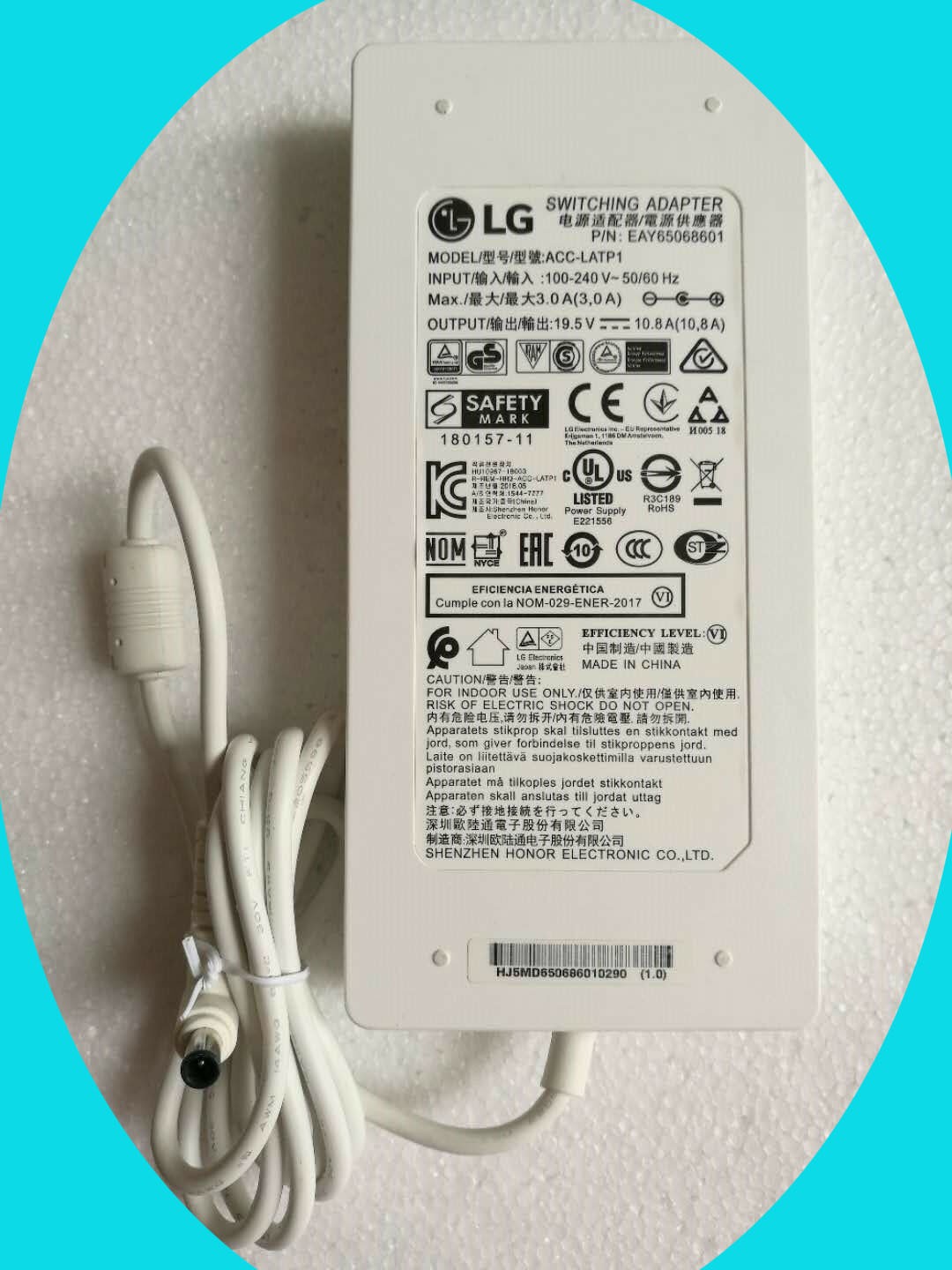 Original 19.5V 10.8A 210W AC Adapter fit LG 32UP550N-W ACC-LATP1 UHD HDR Monitor