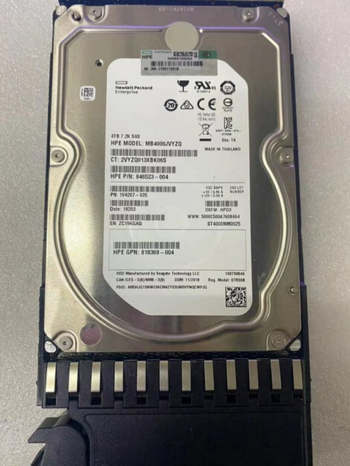 Fit FOR HPE MSA 4TB 12G SAS 7.2K 3.5IN MIDLINE HARD DRIVE K2Q82A 801557-001