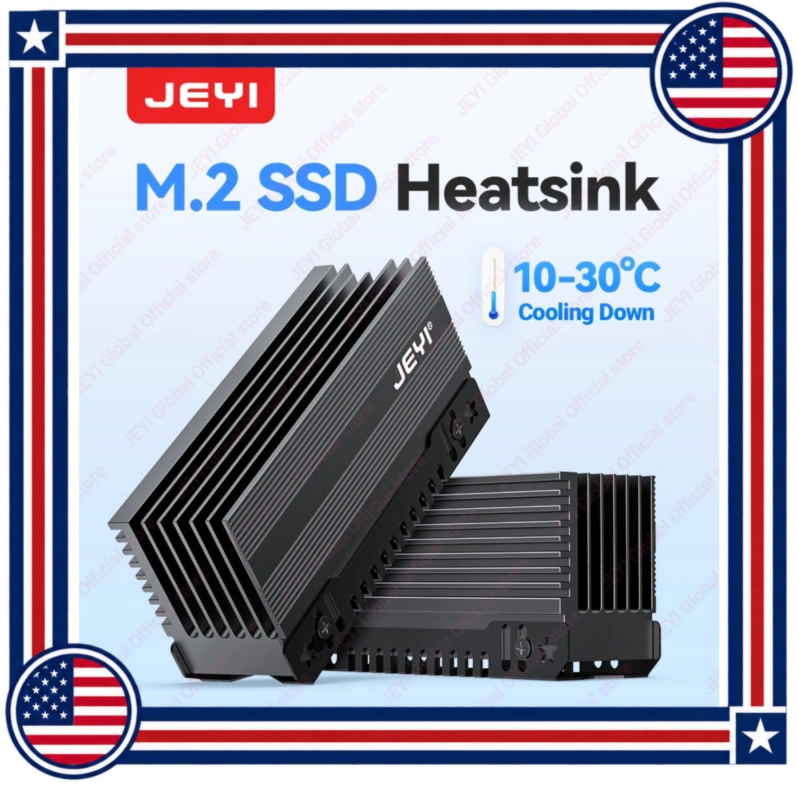 JEYI M.2 2280 NVMe NGFF SSD Heatsink Aluminum Cooler with Thermal Pads