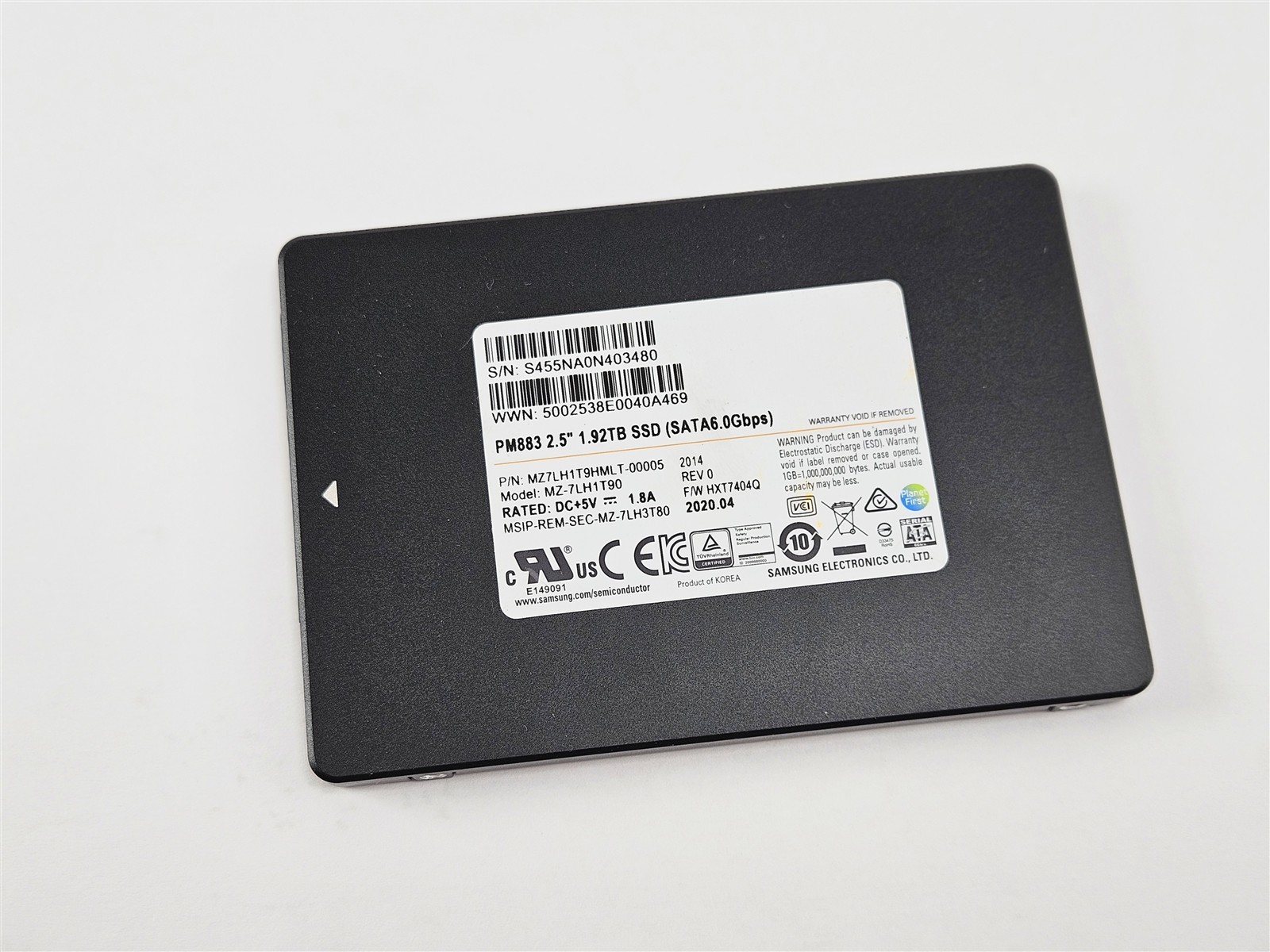 Samsung SM883 1.92TB 2.5in SATA Enterprise SSD High Endurance