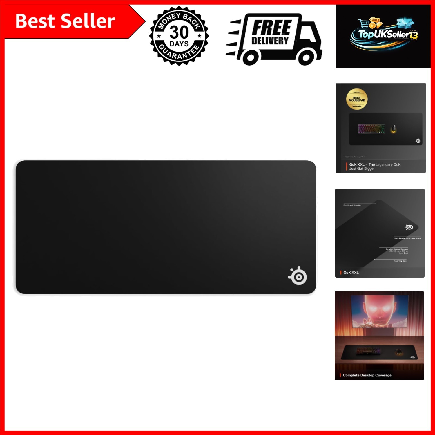 QcK XXL Gaming Mouse Pad - Black