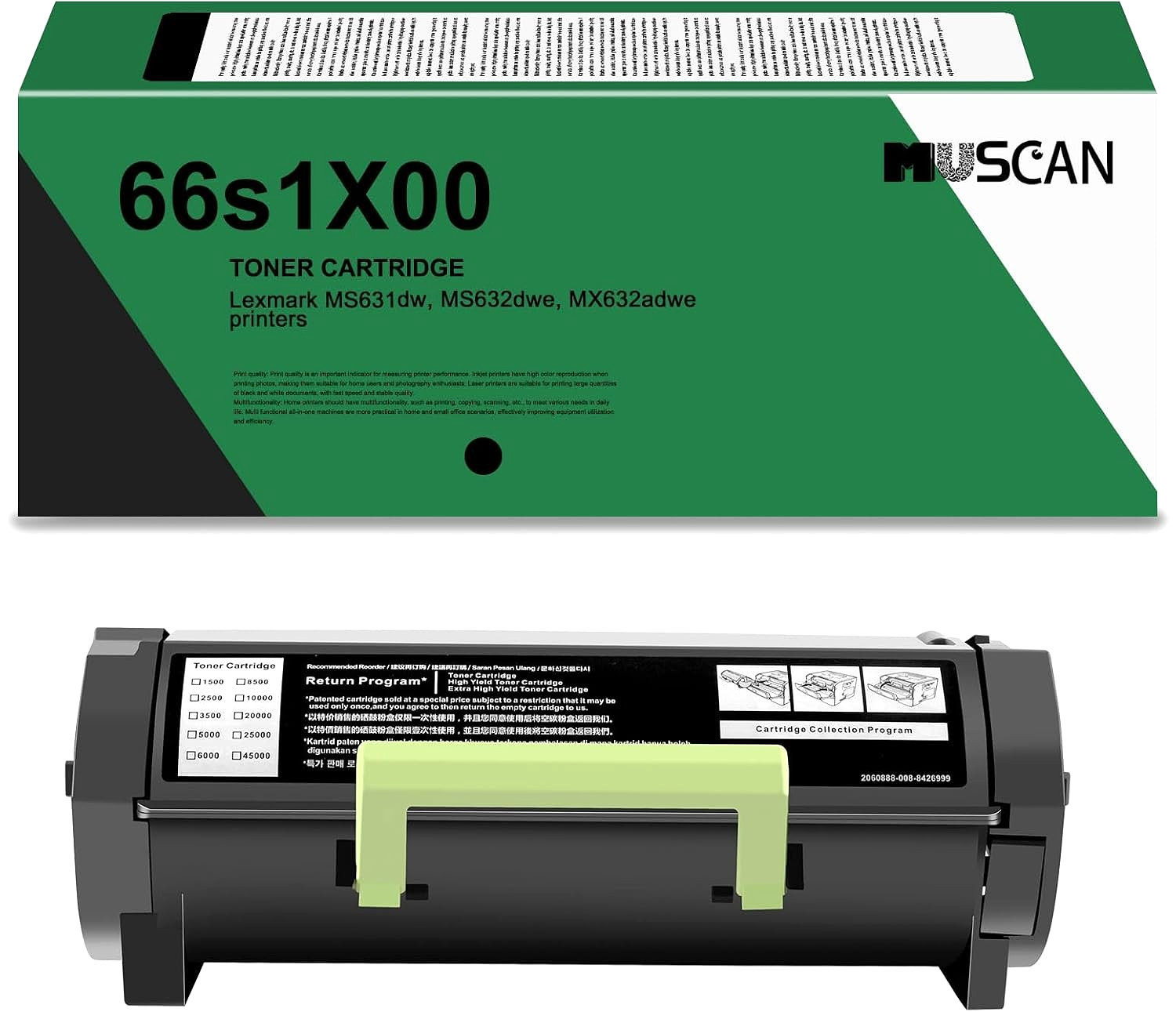 66S1X00 Black Toner Cartridge for Lexmark MS631dw MS632dwe MX632adwe Printers
