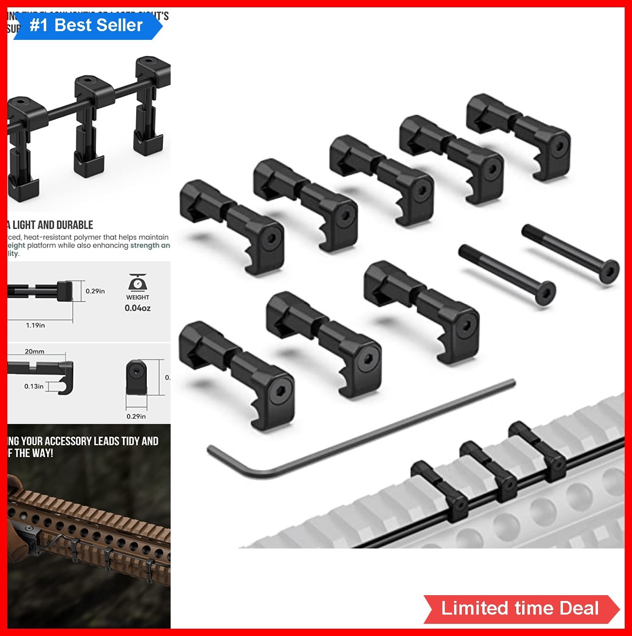 Picatinny Cable Management Clips 8 Pack Polymer Wire Guides Pressure Switch