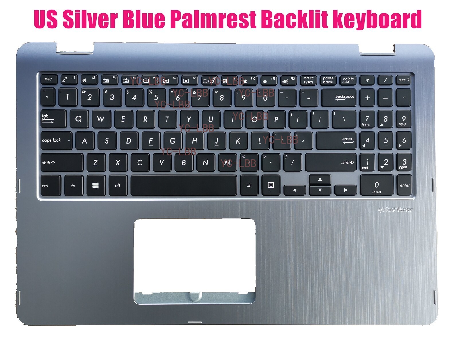 US Silver Blue Palmrest Backlit keyboard for Asus TP510U TP510UA TP510UQ TP510UF