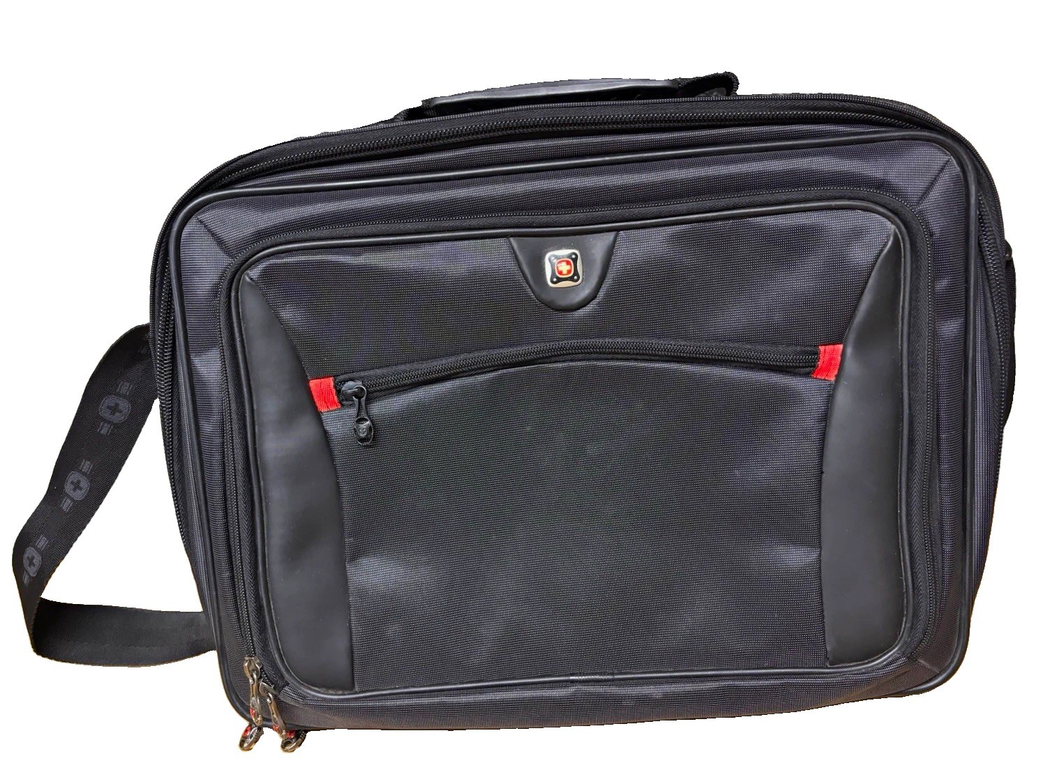 SwissGear Black Nylon Padded Laptop Briefcase for 16 in Laptop, Universal Fit