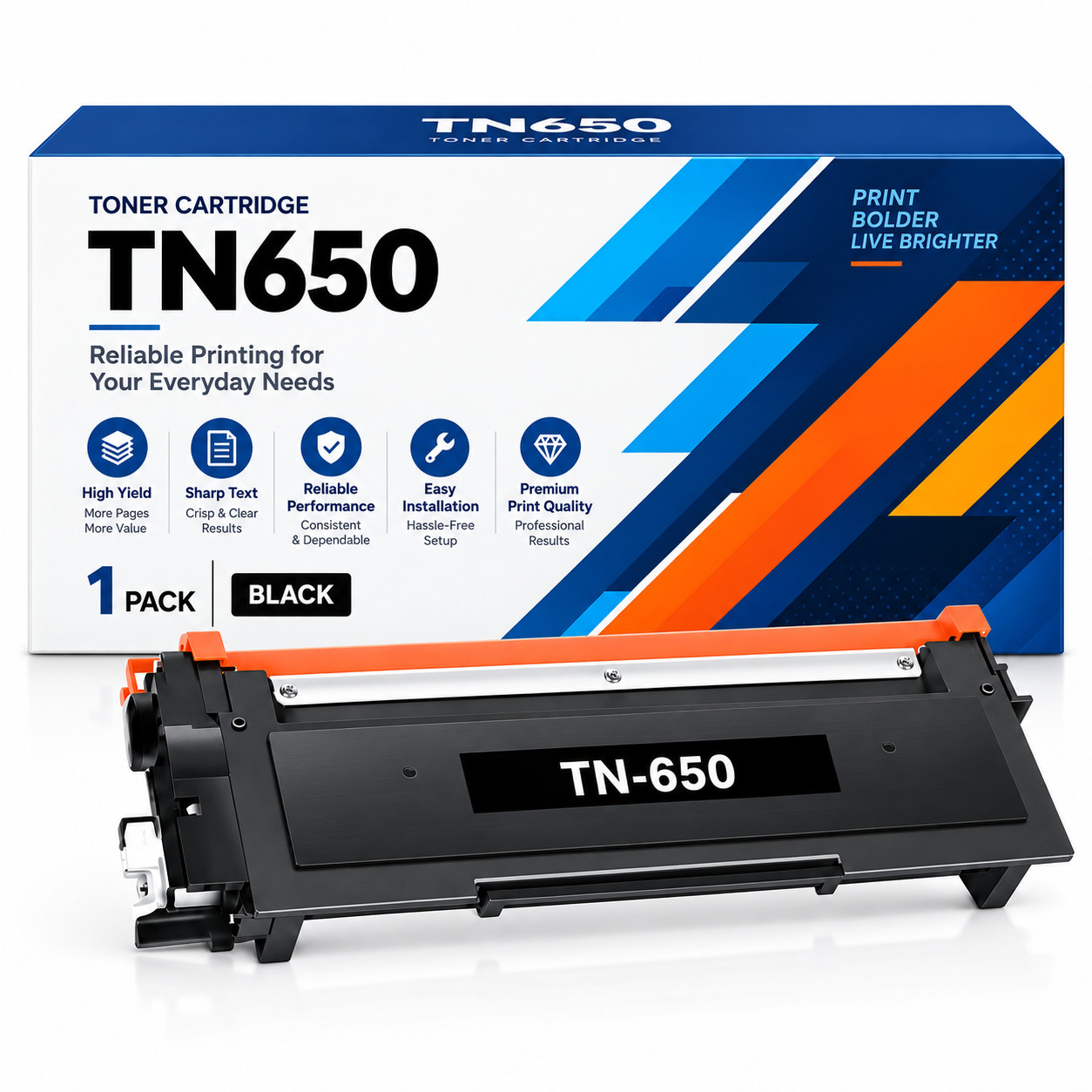 TN650 Black Compatible 1 Pack Toner Cartridge for TN650 DCP-8085DN MFC-8690DW