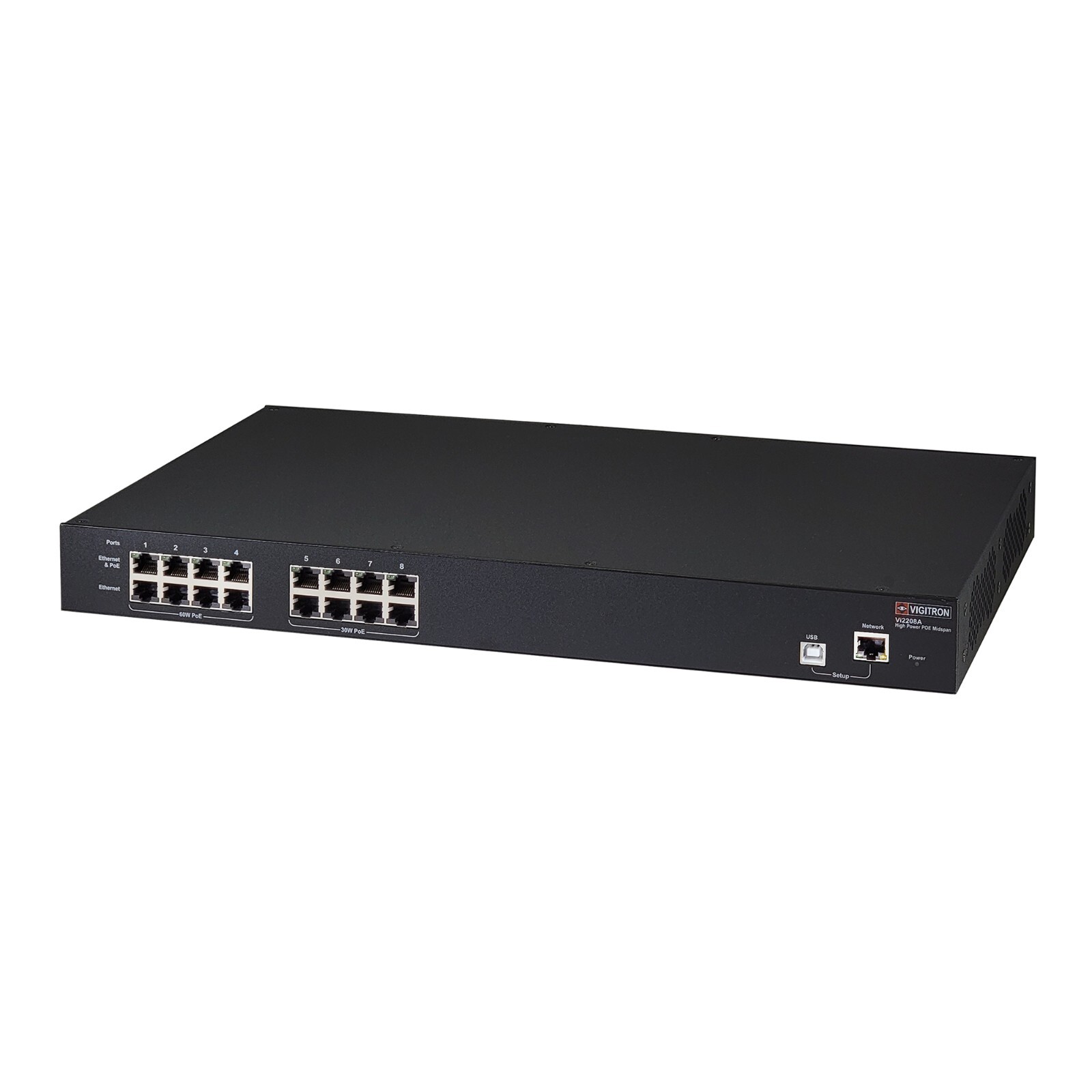 Vigitron - MaxiiPower - Managed 8-port High-Power UPoE+ Midspan - Vi2208A
