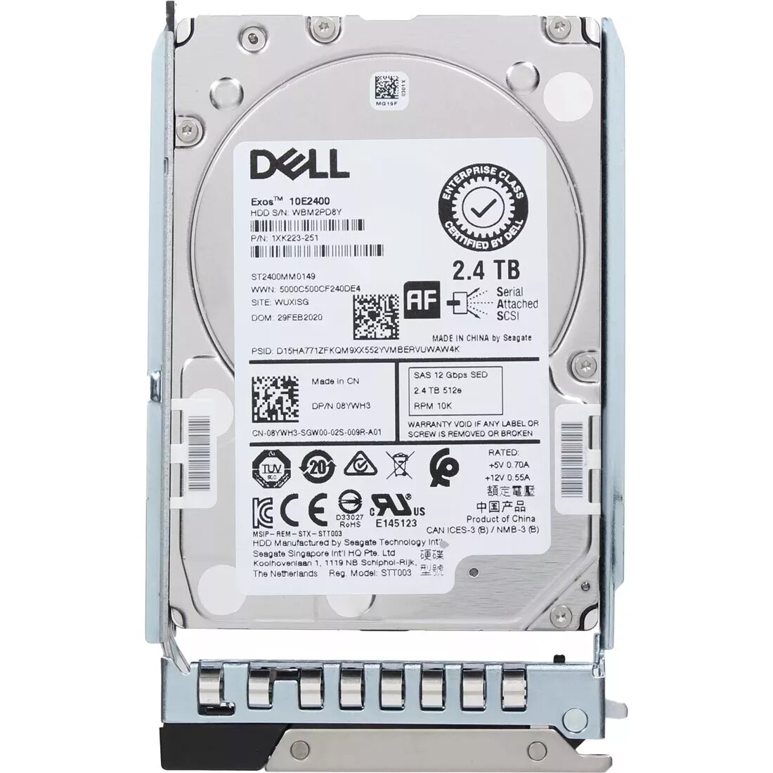 08YWH3 DELL 2.4TB 10K SAS 12Gbps SED 512e 2.5'' HDD 8YWH3 ST2400MM0149