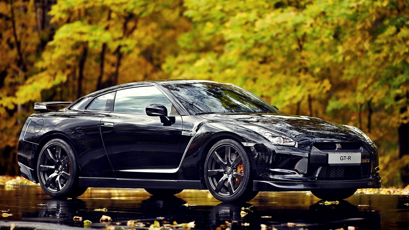 Cars nature trees nissan r35 gt r skyline gtr Desk Mat Stitched