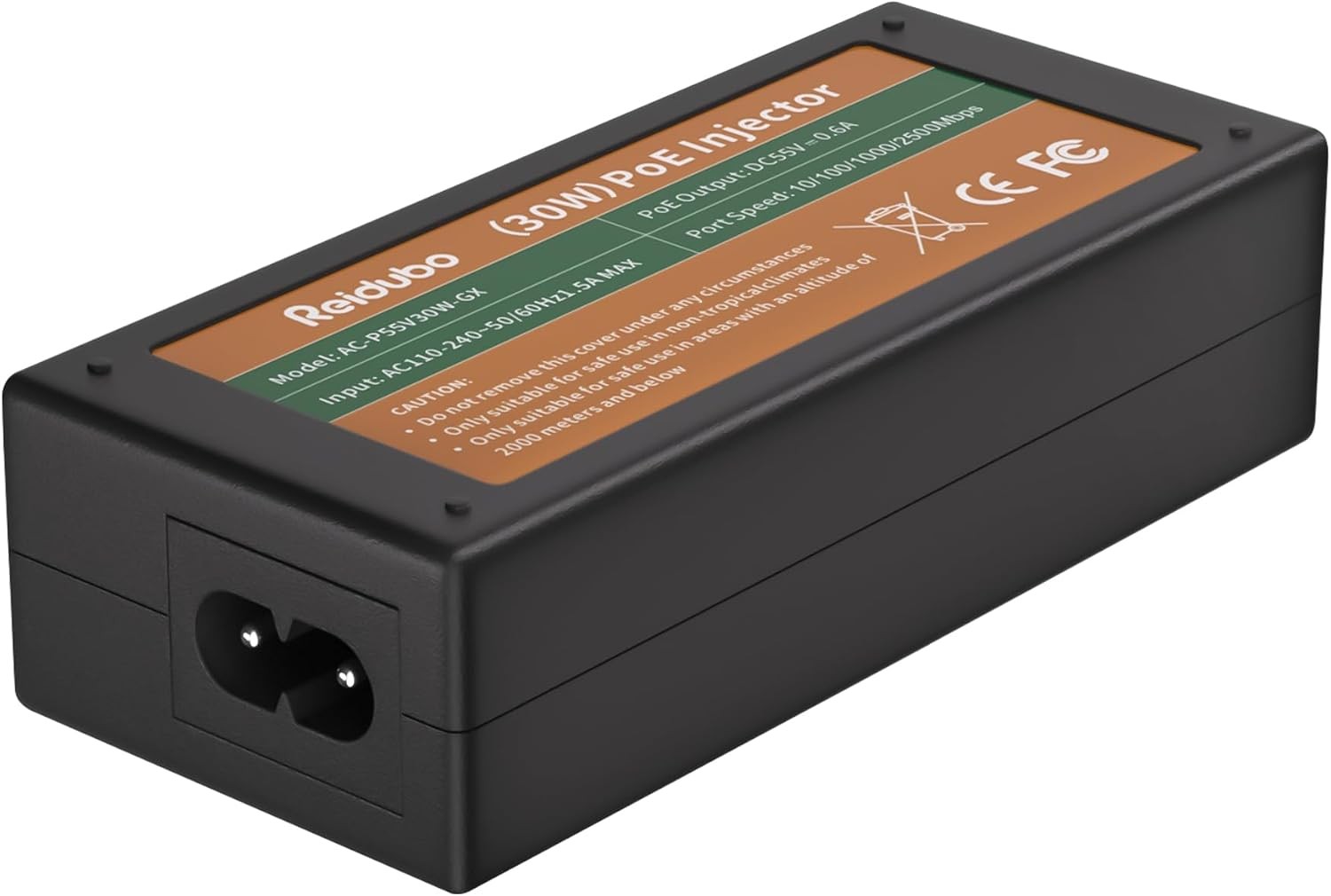 2.5Gb PoE+ Injector Adapter 30W 48~55V, IEEE 802.3at/af Compliant, Converts N...