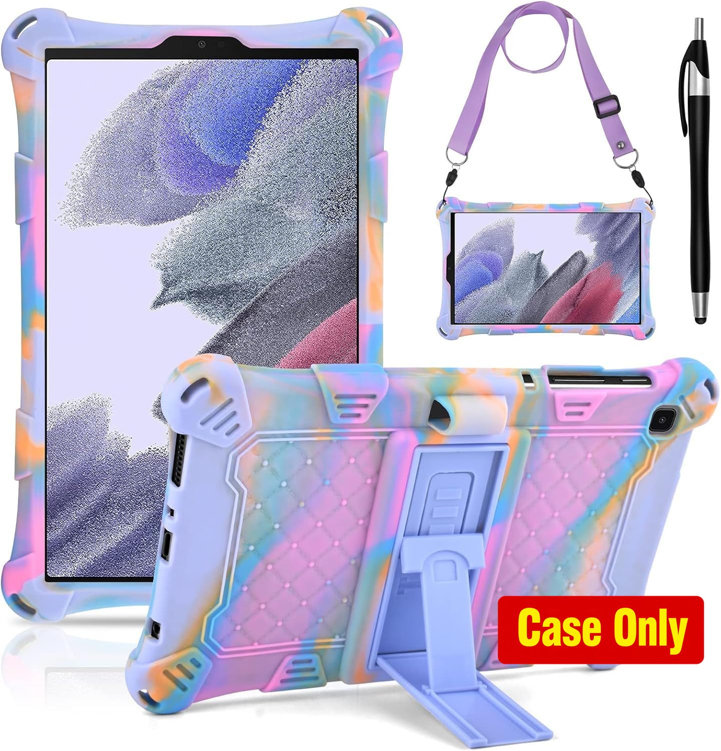 Soft Silicone Case with Stand for Samsung Galaxy Tab A7 Lite 8.7" 2021, Rose Red
