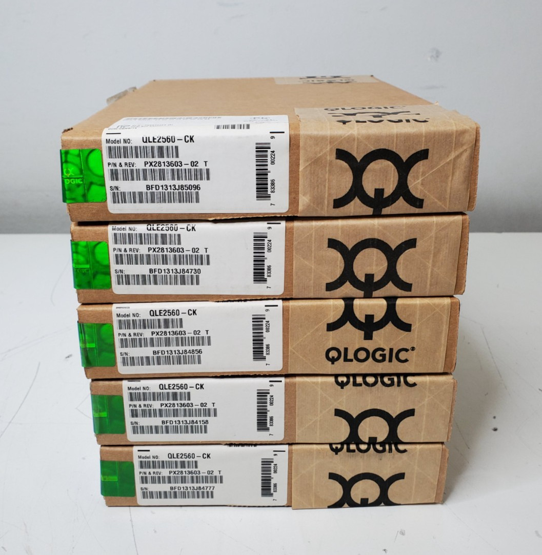 5x New/Sealed QLogic QLE2560-CK Single-Port 8Gb Fibre Channel Host Bus Adapter