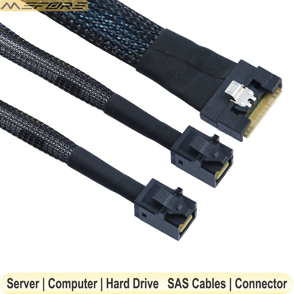 PCI-E Slimline SAS SFF-8654 8i 4.0 to 2X SAS HD SFF-8643 Server Connection Cable