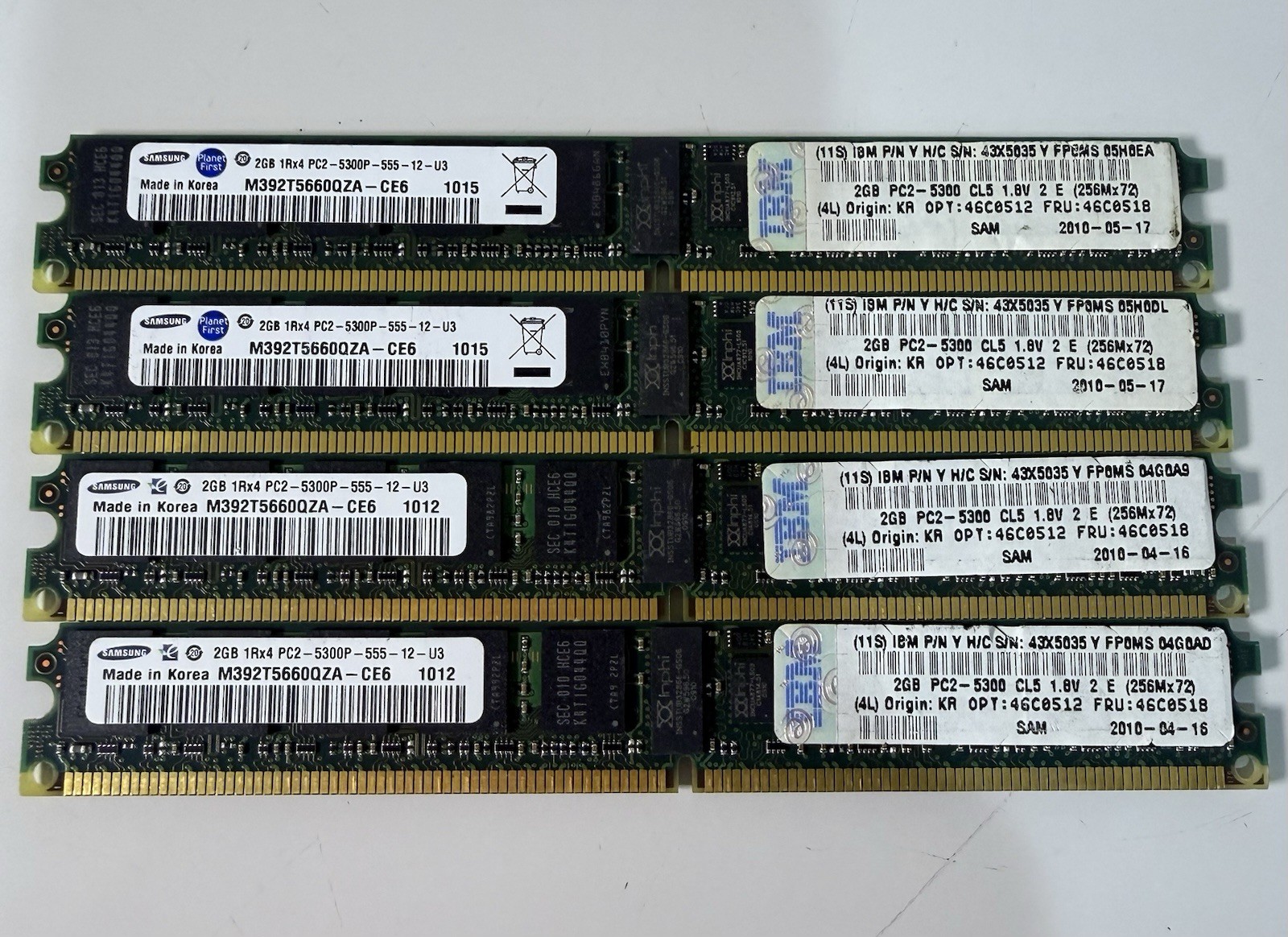 Samsung 2GB 1Rx4 Memory Card (Lot of 4) PC2 5300P 555 12
