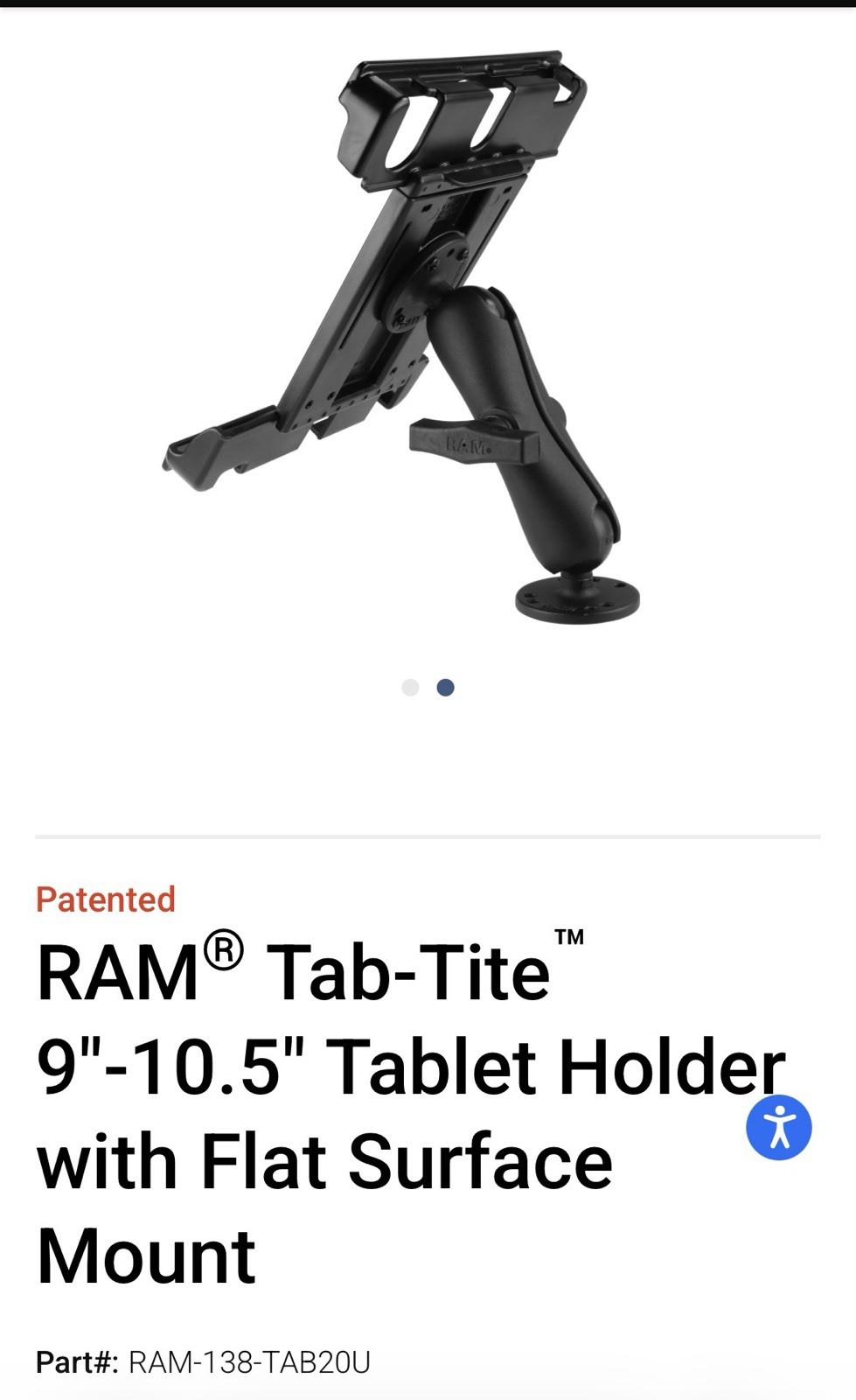 RAM-138-TAB20U  RAM Tab-Tite 9"-10.5" Tablet Holder with Flat...