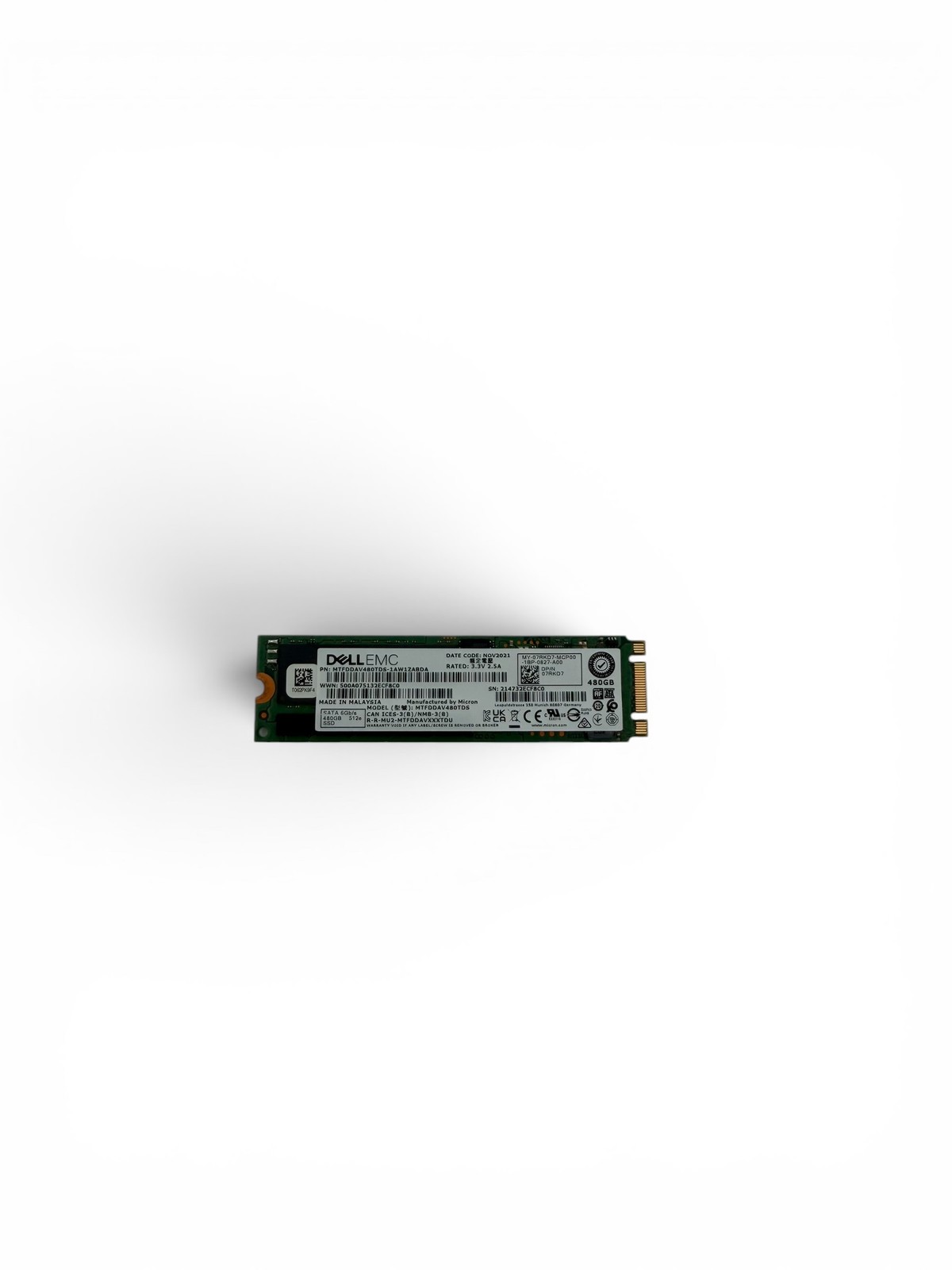 Dell 7RKD7 480GB M.2 SATA 512e 6Gbps M.2 SSD