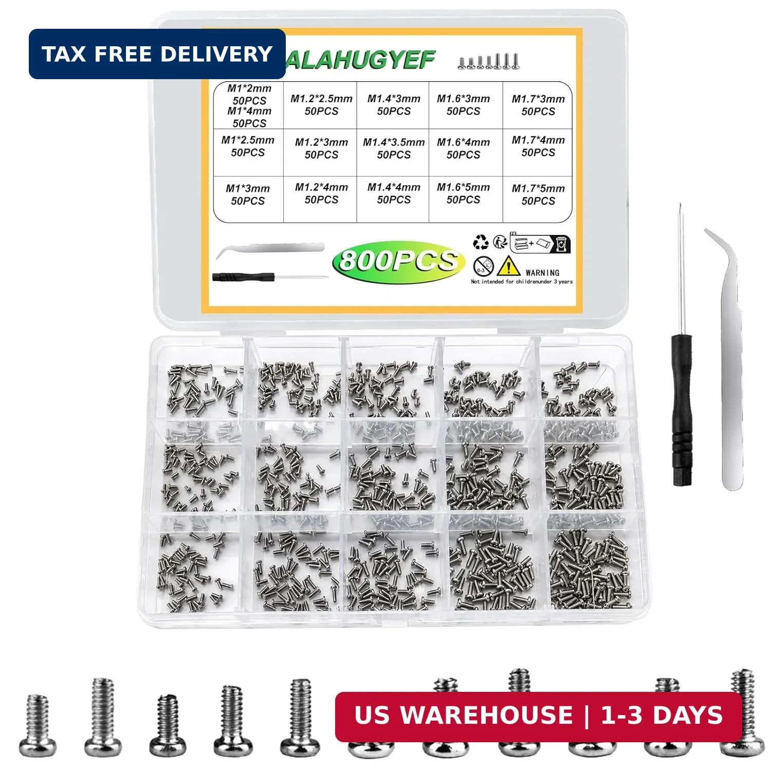 Tiny Screws for Electronics, 800 pcs Mini Micro Small Phillips Pan Head Machine
