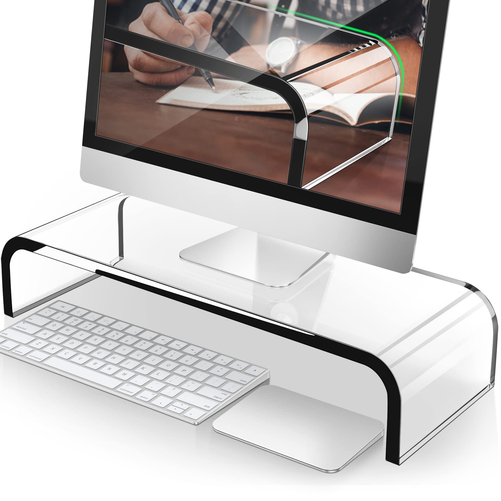 AboveTEK Acrylic Monitor Stand, Premium Large Monitor Riser 20 inch, Crystal ...