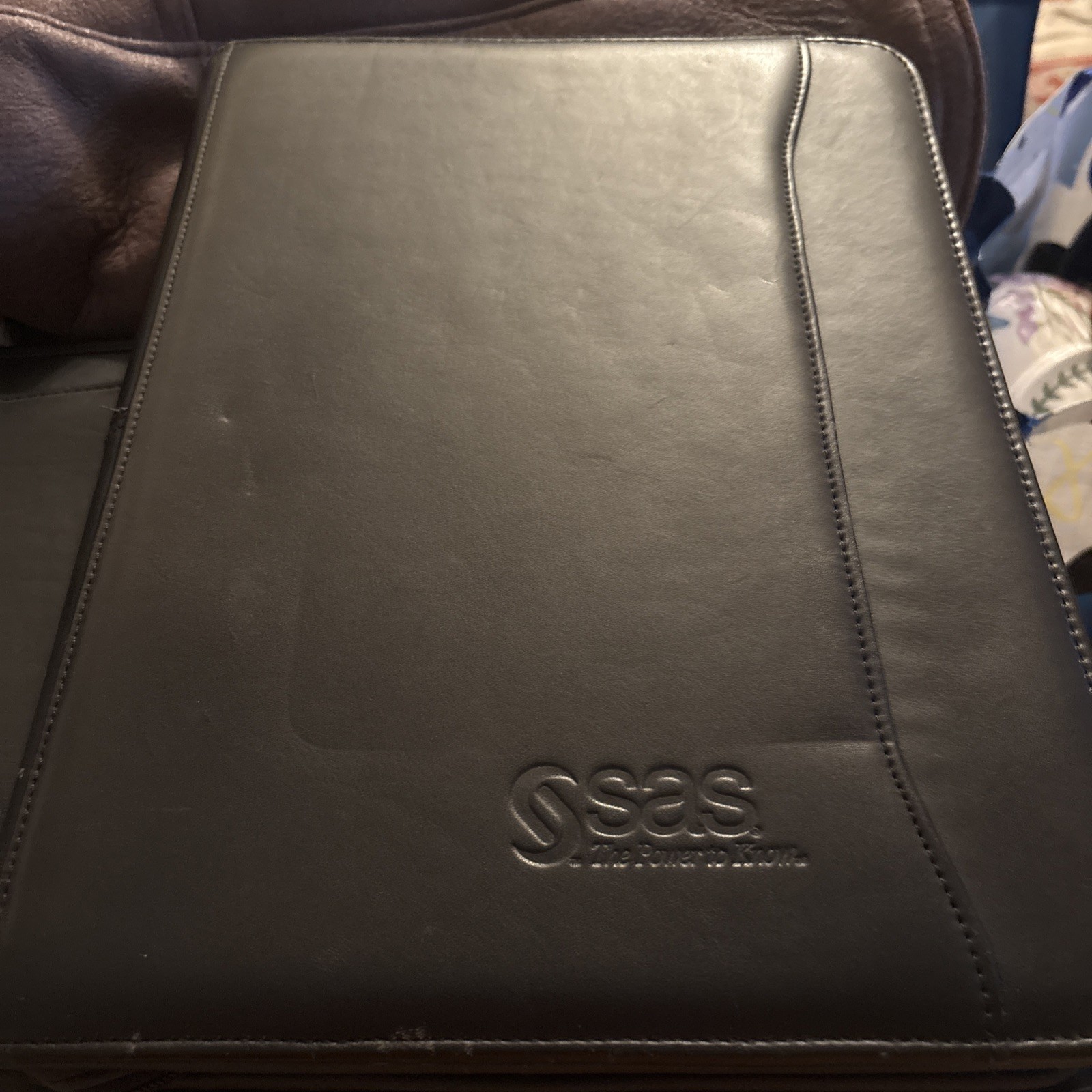 Leed’sThe Power to Know Black Genuine Leather Organizer Tablet Cards Case