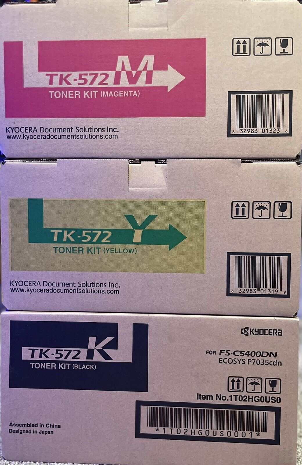 Kyocera TK-572-M,K,Y Toner Cartridge Set for FS-C5400DN. BRAND NEW, 