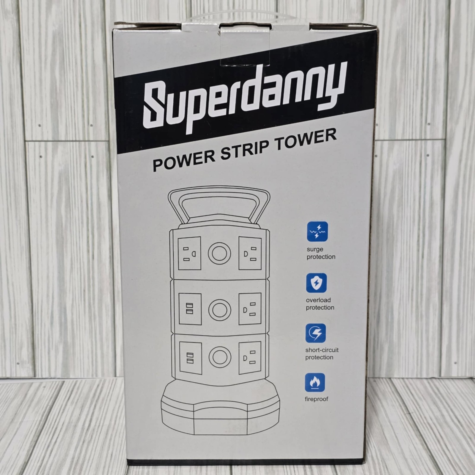 Superdanny Power Strip Surge Protector Tower AC Outlets + USB Ports Fireproof
