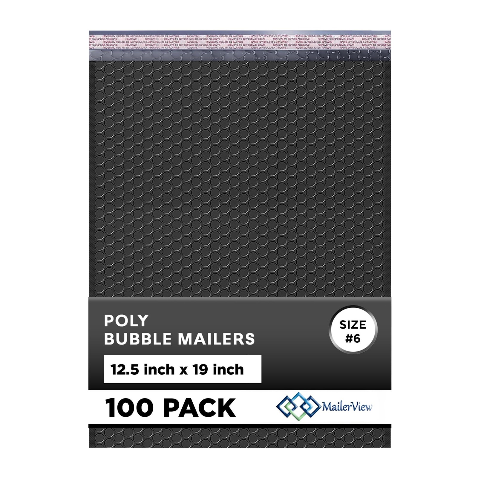 Jet Black Bubble Mailers 12.5x19.5 Poly Padded Envelopes #6 100 Pack