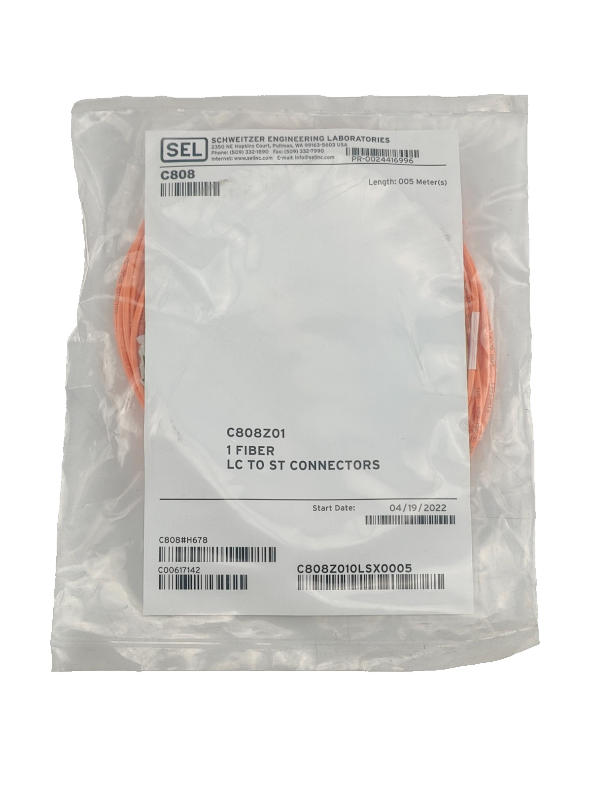 NEW SEL C808Z01 LC TO ST CONNECTORS LENGTH 005 METER(S) C808