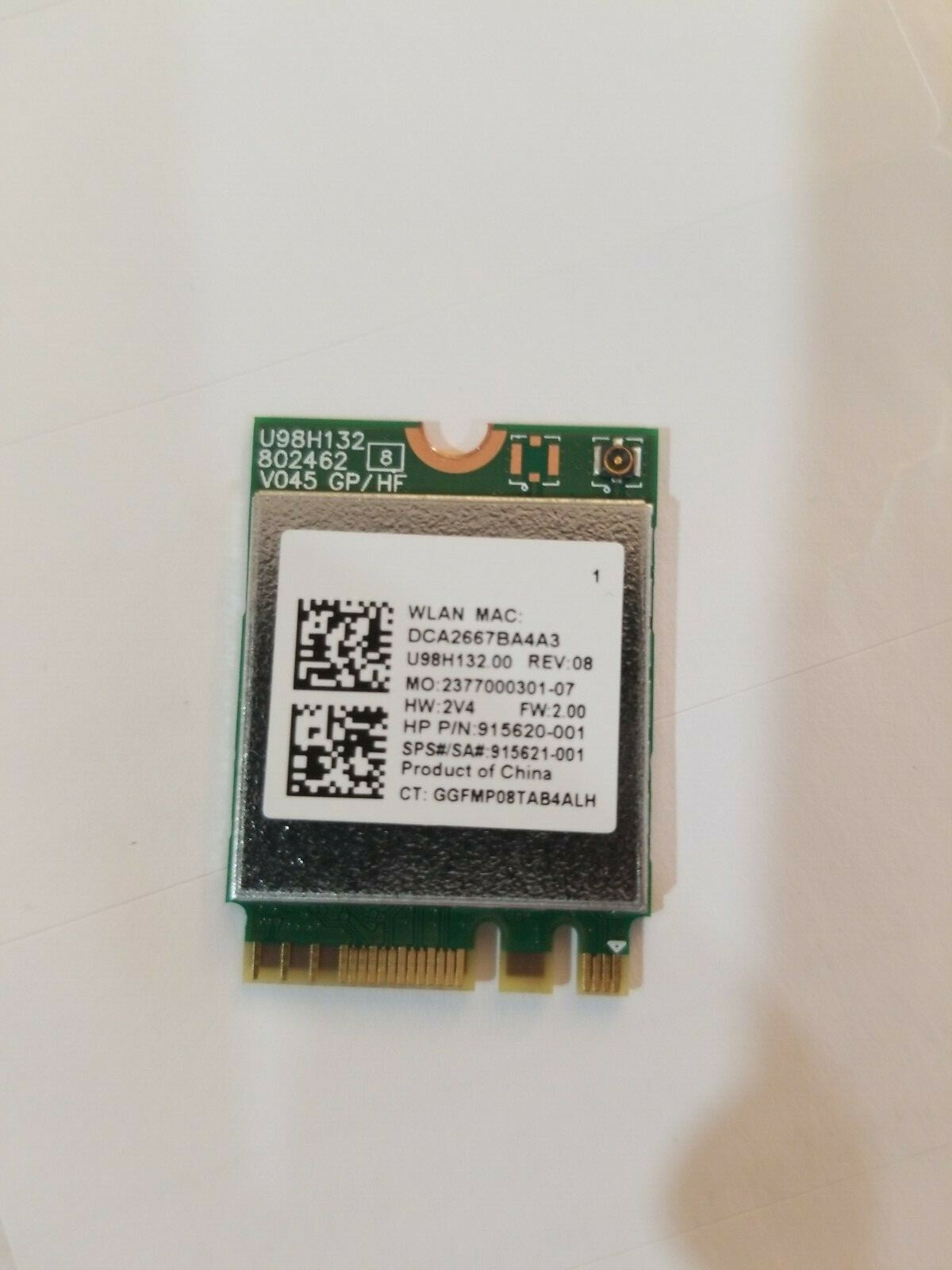 HP WIFI Chip Wireless LAN 802.11a/b/g/n/ac and BLUETOOTH 4.2 M.2 915621-001