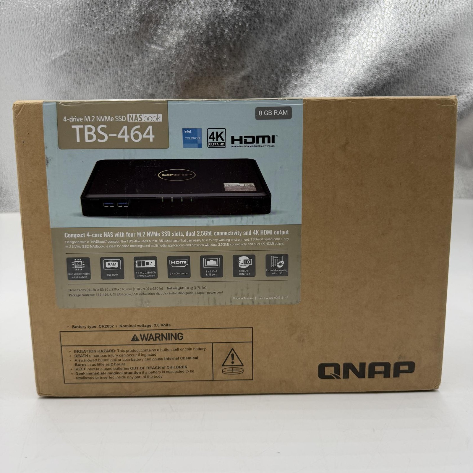 QNAP TBS-464-8G-US 4 Bay M.2 NVMe SSD NASbook Intel Celeron (FOR PARTS/REPAIR)