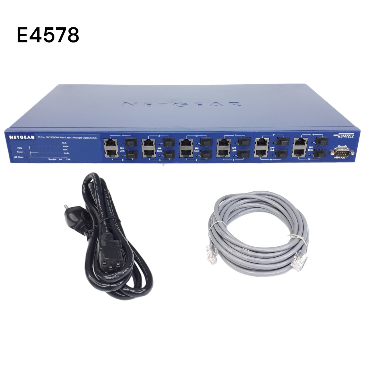 NetGear GSM7212 Prosafe 12 Port Giga Ethernet L2 Managed Switch W/Cable E4578