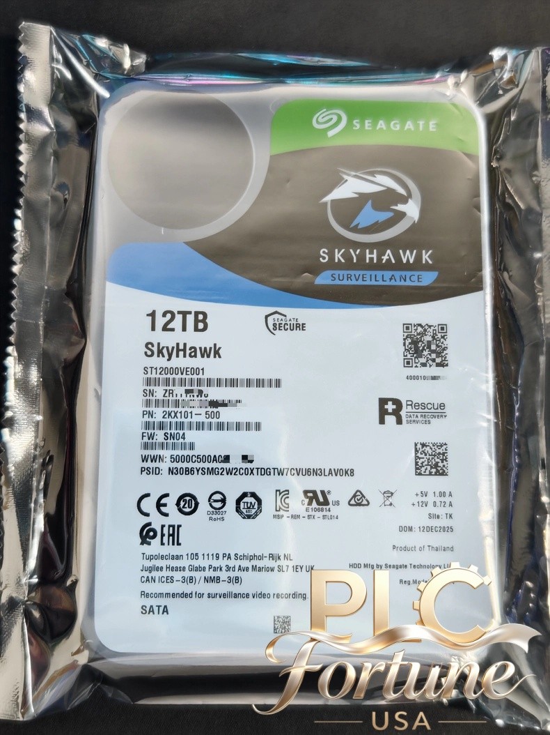 New Seagate ST12000VE001 SkyHawk AI 3.5" 6Gb/s SATA 12TB 7200RPM Hard Drive