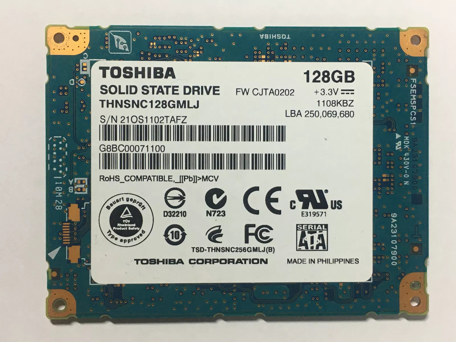 THNSNC128GMLJ 128GB SSD REPLACE HS12UHE FOR APPLE MACBOOK AIR 2008 Later A1304